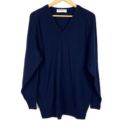 Mens Schild V-neck Wool Sweater sz 52 US XL Made in Switzerland Office Academia - Picture 1 of 8